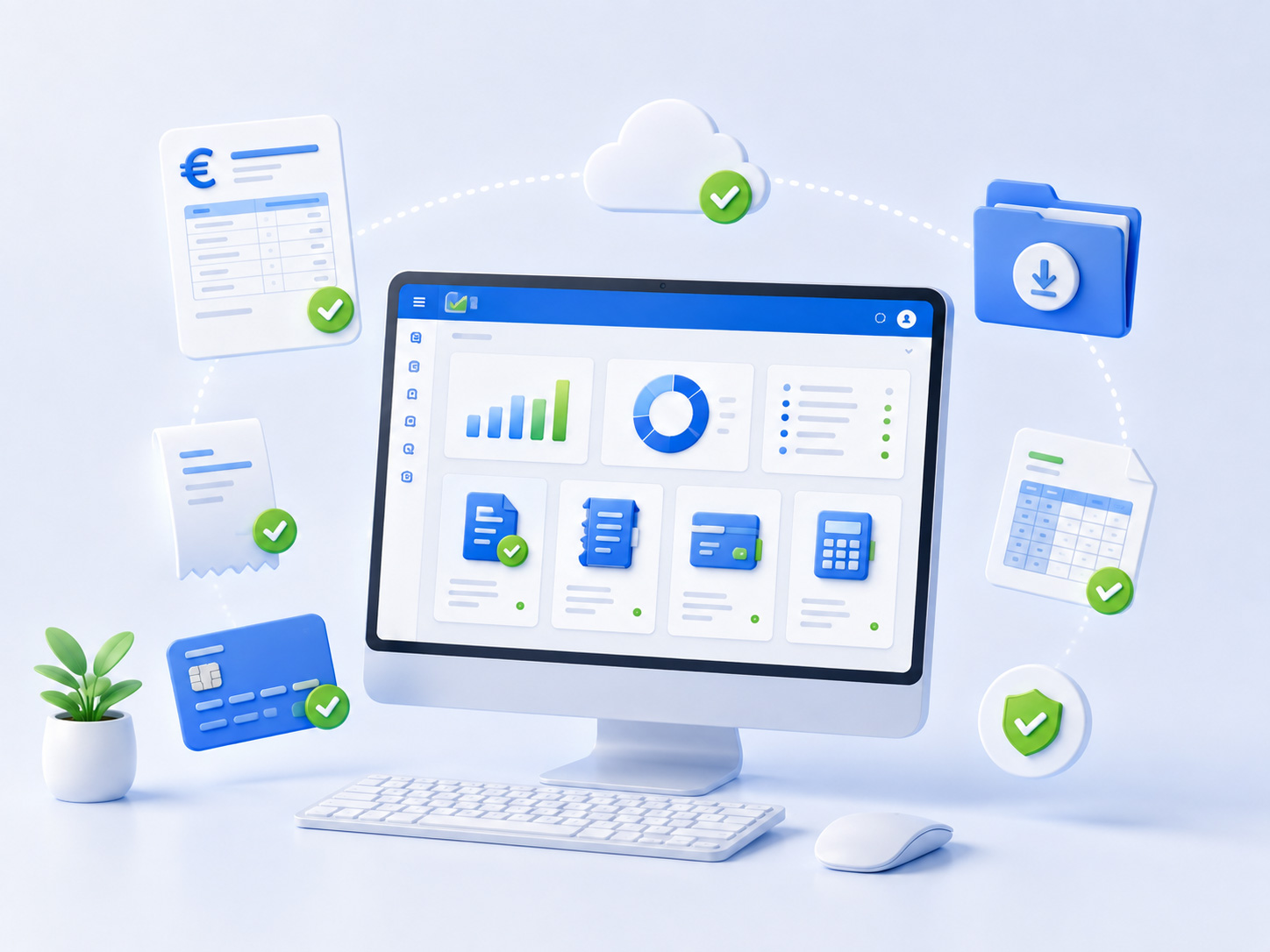 Espacio de trabajo digital de BeFactu con documentos financieros y gestión en la nube para asesorías