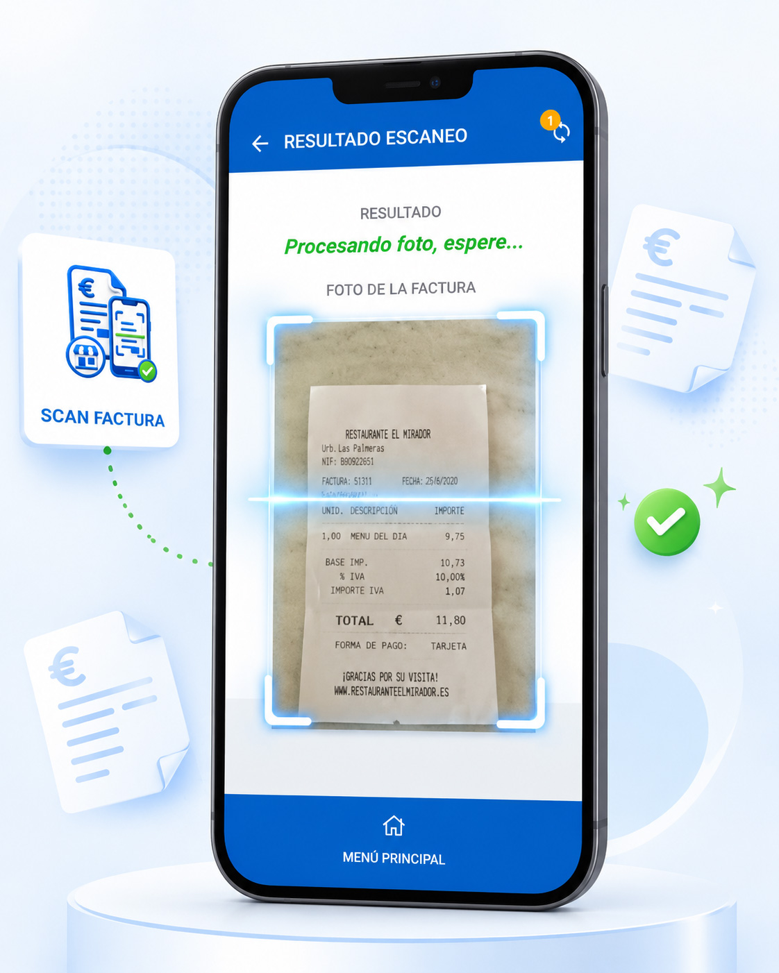 BeFactu escanea una factura de proveedor con inteligencia artificial y extrae sus datos