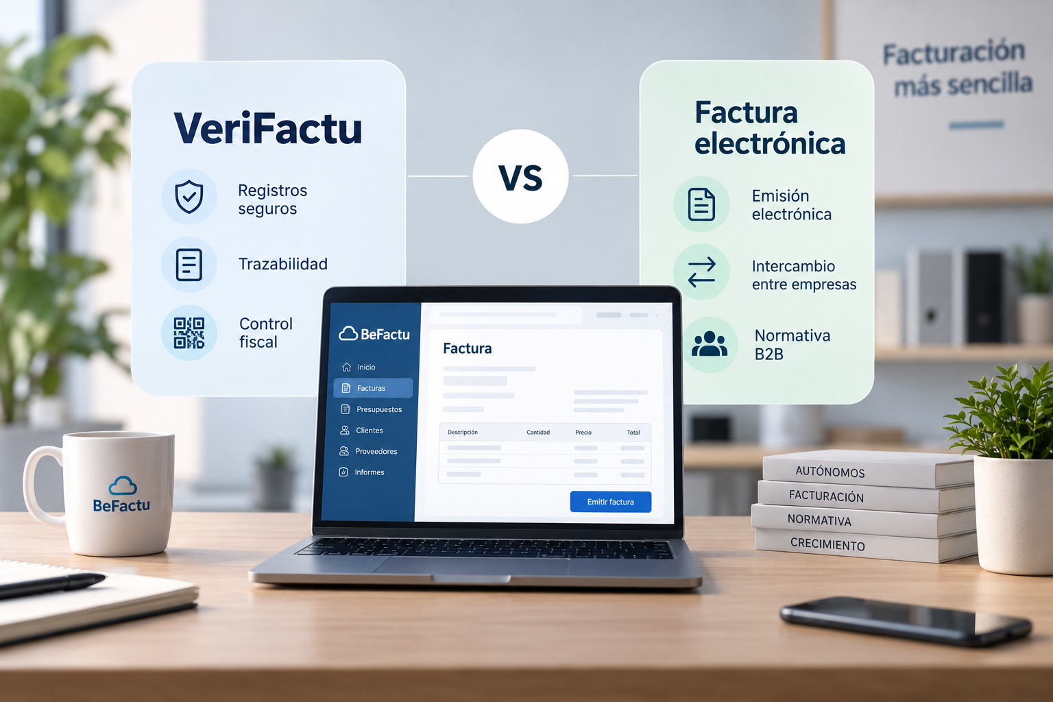 Diferencias entre VeriFactu y factura electrónica para autónomos y empresas